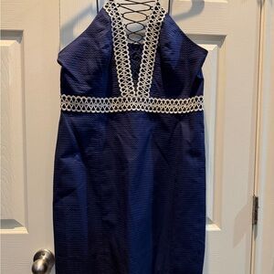 Lilly Pulitzer Navy Dress with Gold Detailing